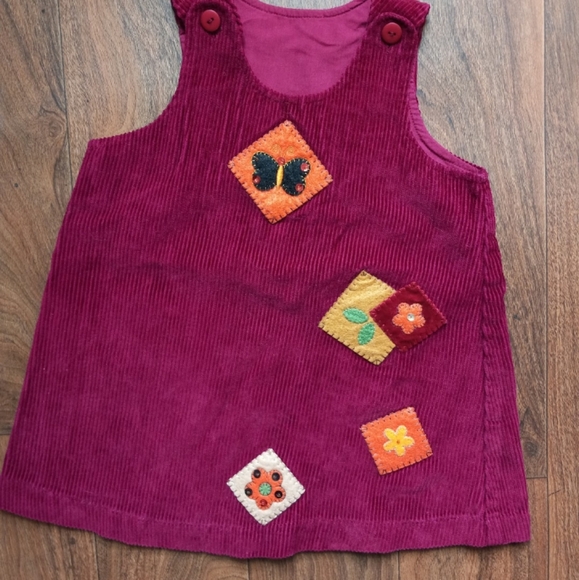 🎀 3/$20 VTG 90s Corduroy Patchwork Jumper Dress Girls' Size 2T - Picture 1 of 6